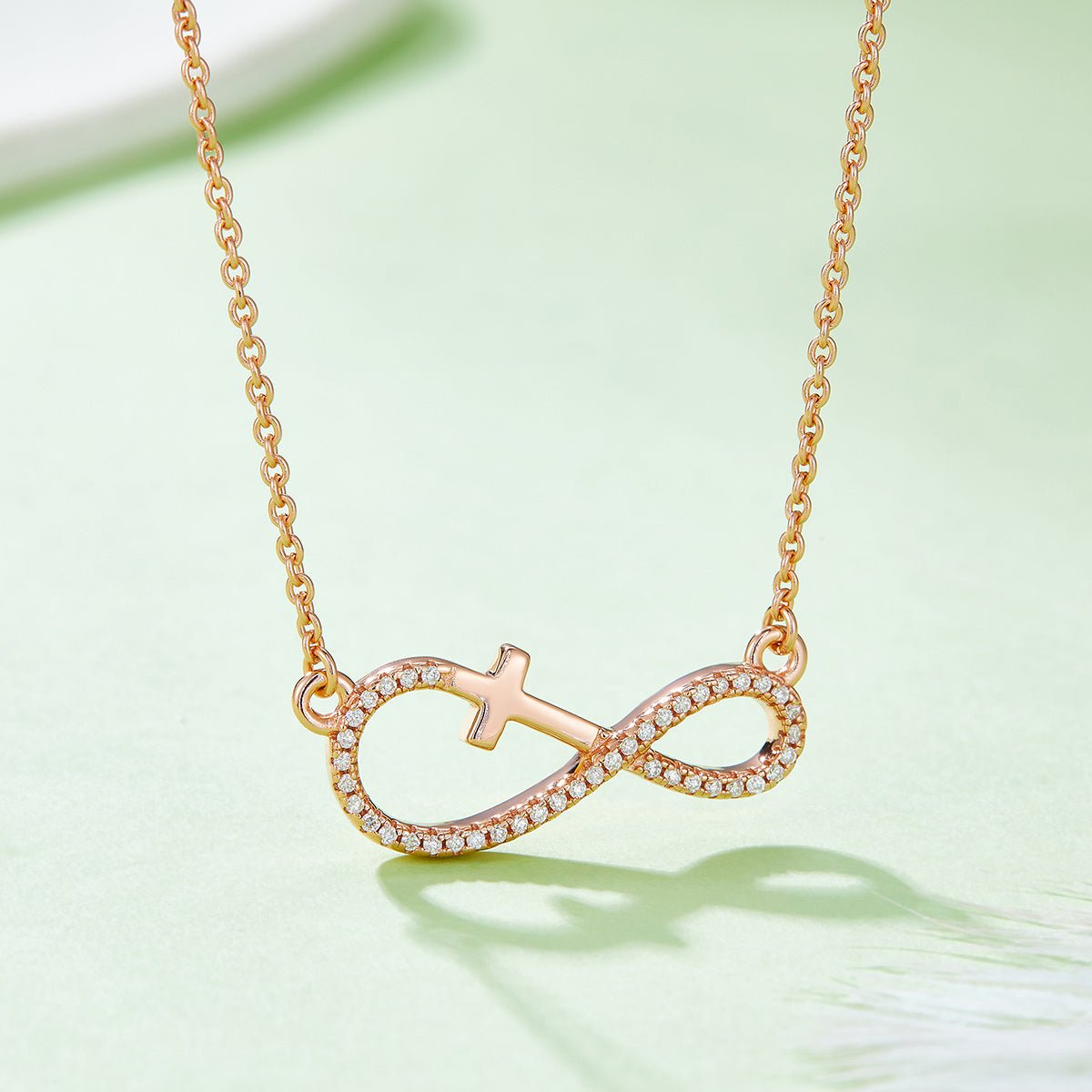 Collier Croix Infinie en Argent Sterling S925 3,4 g Moissanite 41 Pierres 45 cm Platine - IVOIRART.COM