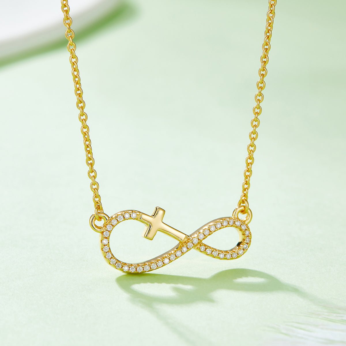 Collier Croix Infinie en Argent Sterling S925 3,4 g Moissanite 41 Pierres 45 cm Platine - IVOIRART.COM