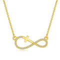 Collier Croix Infinie en Argent Sterling S925 3,4 g Moissanite 41 Pierres 45 cm Platine - IVOIRART.COM