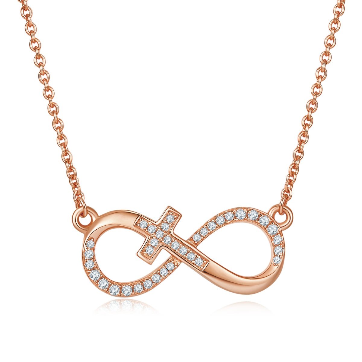 Collier Croix Infinie en Argent Sterling S925 3,7g 45cm, Pendentif Moissanite 36 Pierres avec Certificat GRA, Plaqué Platine, Coffret Cadeau - IVOIRART.COM