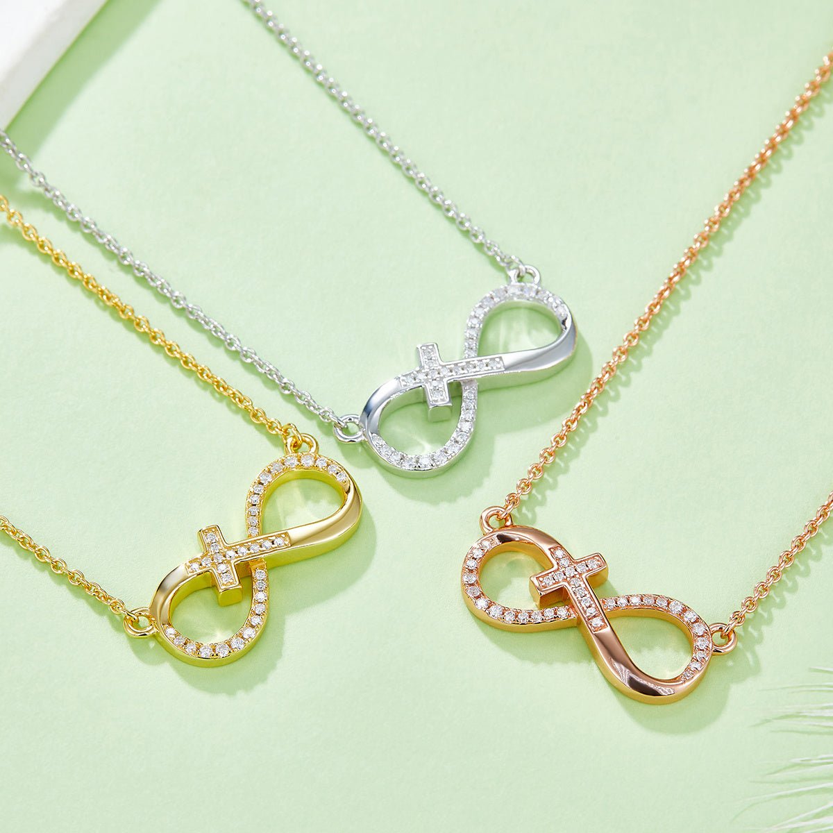 Collier Croix Infinie en Argent Sterling S925 3,7g 45cm, Pendentif Moissanite 36 Pierres avec Certificat GRA, Plaqué Platine, Coffret Cadeau - IVOIRART.COM