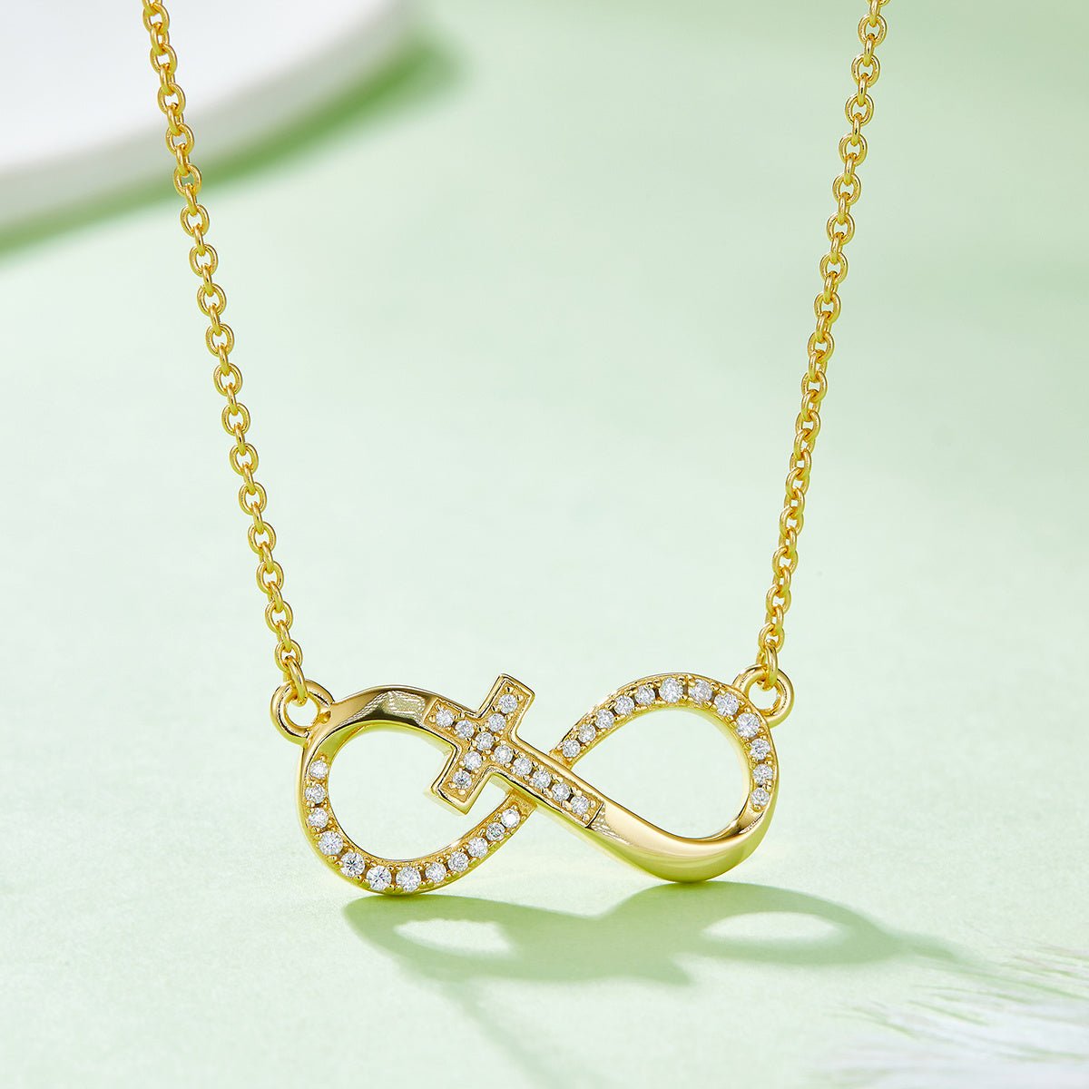 Collier Croix Infinie en Argent Sterling S925 3,7g 45cm, Pendentif Moissanite 36 Pierres avec Certificat GRA, Plaqué Platine, Coffret Cadeau - IVOIRART.COM