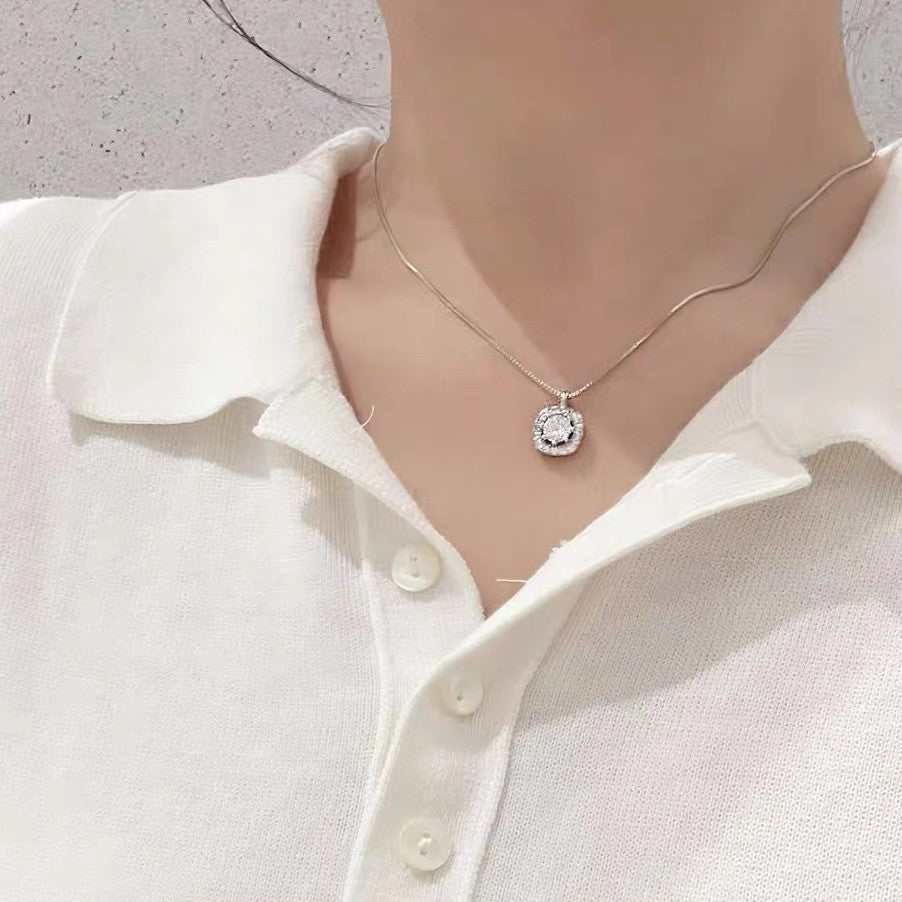 Collier Cube de Sucre en Argent 999 Fin pour Femme, Style Coréen Luxe Élégant - IVOIRART.COM