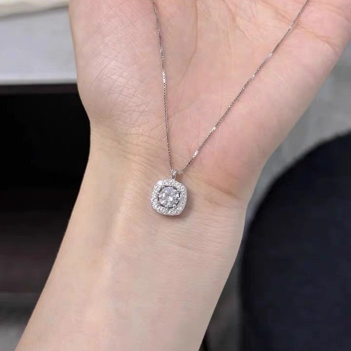 Collier Cube de Sucre en Argent 999 Fin pour Femme, Style Coréen Luxe Élégant - IVOIRART.COM