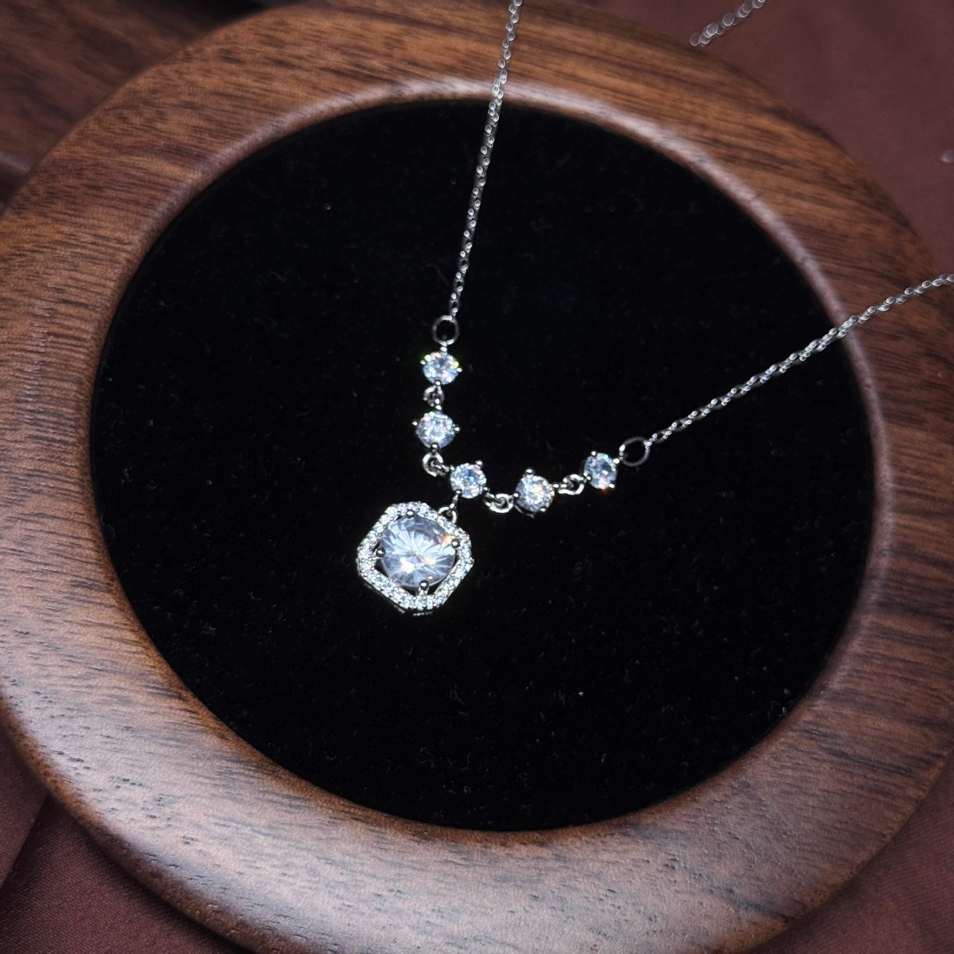 Collier Cube de Sucre en Argent Sterling S999 pour Femme, Chaîne Claviculaire Style Coréen en Zircon, Bijoux de Luxe à la Mode - IVOIRART.COM