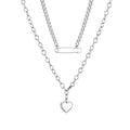 Collier double couche avec épingle cœur et chaîne clavicule forme pêche - IVOIRART.COM