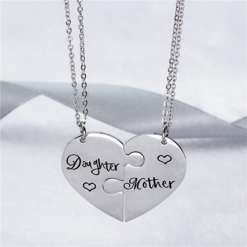 Collier en acier titane cœur unisexe, cadeau mode pour la fête des mères maman - fille - IVOIRART.COM