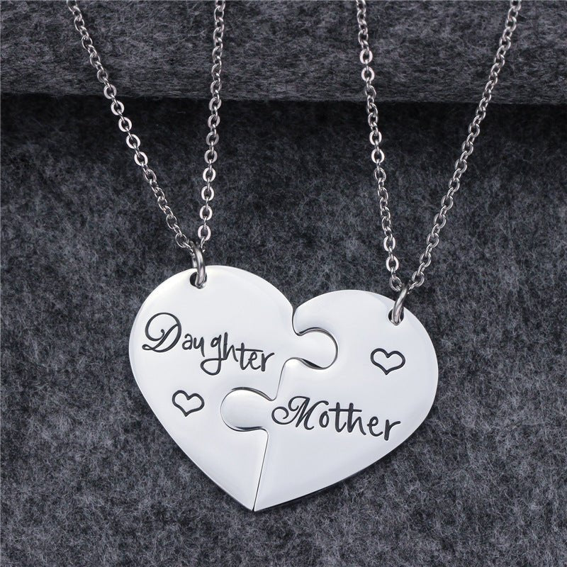 Collier en acier titane cœur unisexe, cadeau mode pour la fête des mères maman - fille - IVOIRART.COM
