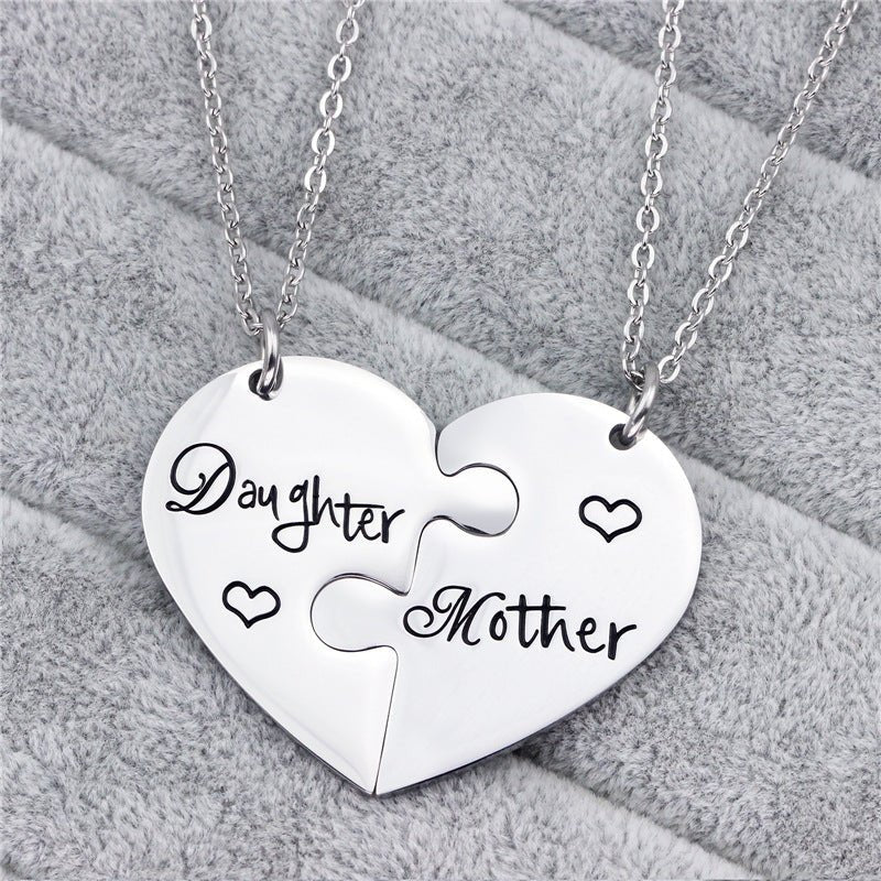 Collier en acier titane cœur unisexe, cadeau mode pour la fête des mères maman - fille - IVOIRART.COM