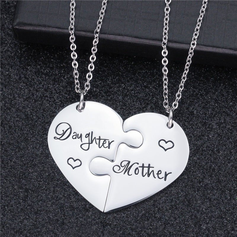 Collier en acier titane cœur unisexe, cadeau mode pour la fête des mères maman - fille - IVOIRART.COM