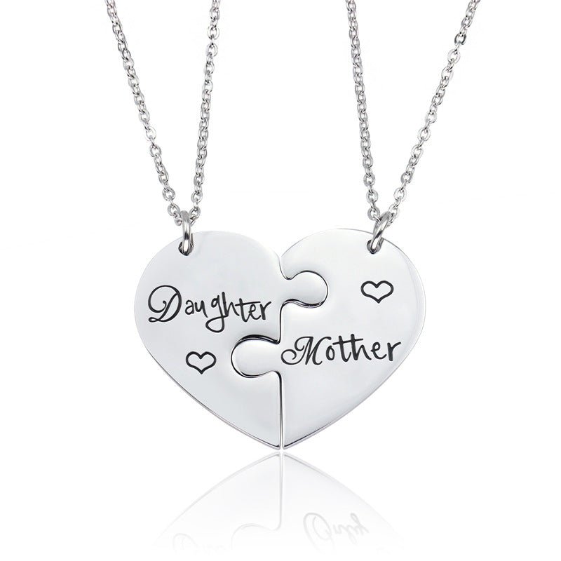 Collier en acier titane cœur unisexe, cadeau mode pour la fête des mères maman - fille - IVOIRART.COM