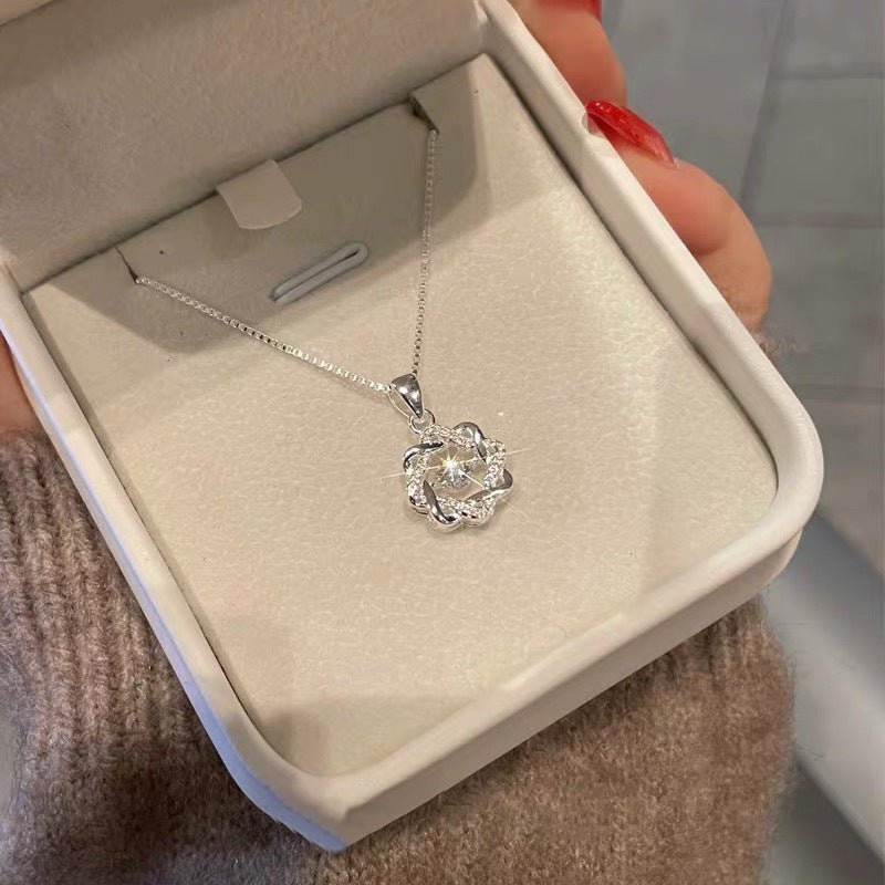 Collier en Argent 999 à Motif Floral, Chaîne Torsadée pour Clavicule, Bijou Luxueux et Élégant pour Femmes, Nouvelle Collection - IVOIRART.COM