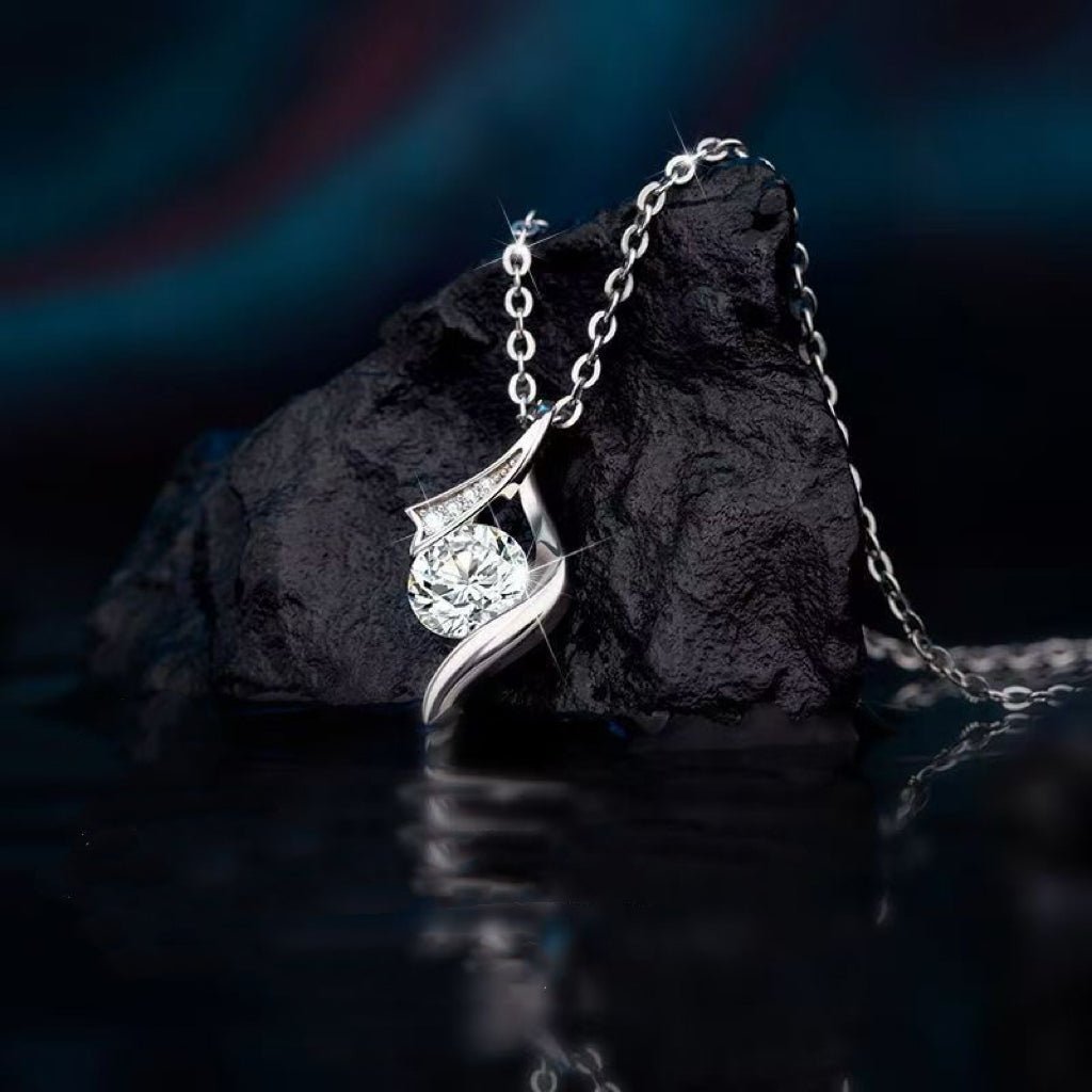 Collier en Argent Sterling 999 avec Ruban et Zircon, Style Luxueux Délicat, Cadeau Idéal Anniversaire & Jubilé - IVOIRART.COM