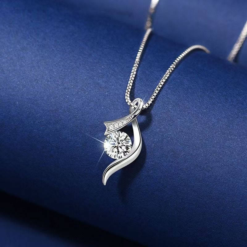 Collier en Argent Sterling 999 avec Ruban et Zircon, Style Luxueux Délicat, Cadeau Idéal Anniversaire & Jubilé - IVOIRART.COM