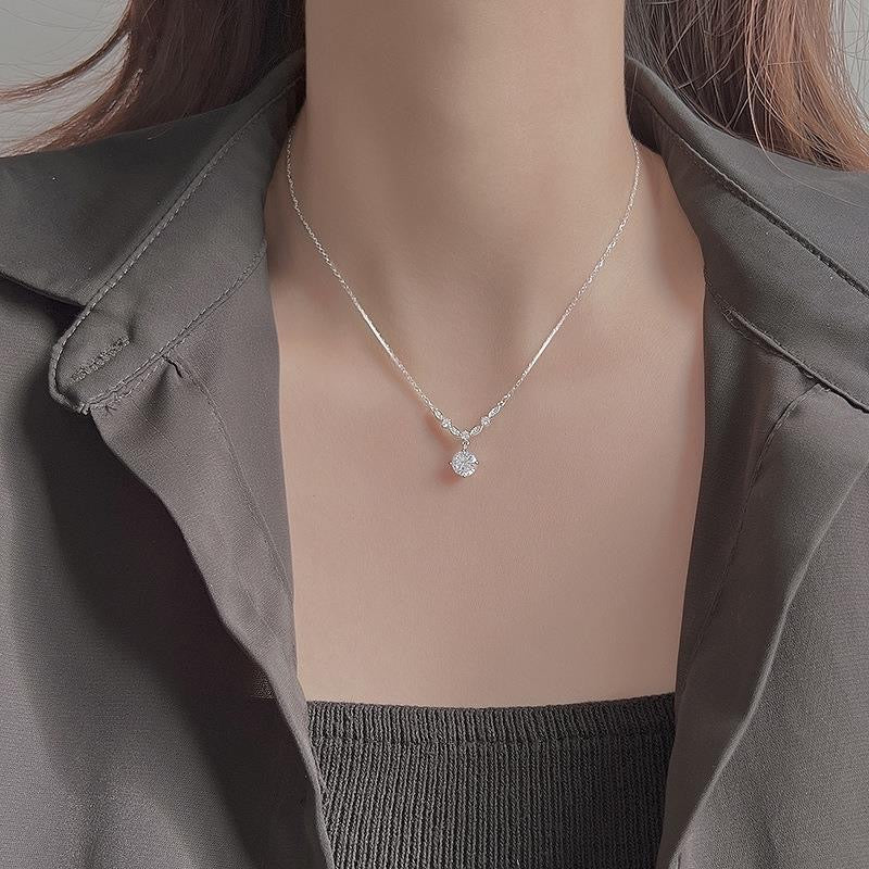 Collier en argent sterling 999 en V orné de zircon, style raffiné et luxueux, cadeau idéal pour anniversaire et anniversaire de mariage - IVOIRART.COM