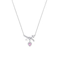Collier en argent sterling 999 nœud papillon et cœur rose, style élégant pour cadeaux de Saint - Valentin et anniversaires - IVOIRART.COM