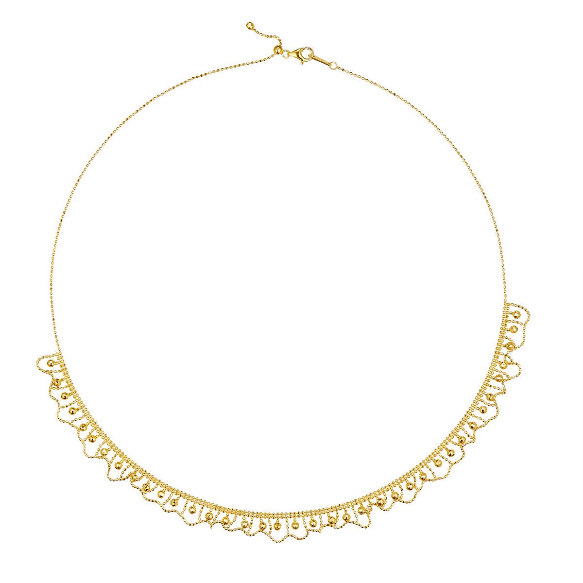 Collier en Argent Sterling S925 à Bordure Festonnée 45 cm Ajustable 9,5 mm Largeur 5,2 g Dorure Platine Or Rose avec Boîte Cadeau - IVOIRART.COM