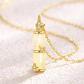 Collier en Argent Sterling S925 à Maillons Bambou pour Femmes, Chaîne Claviculaire en Calcédoine, Bijou Unique de Luxe Polyvalent - IVOIRART.COM