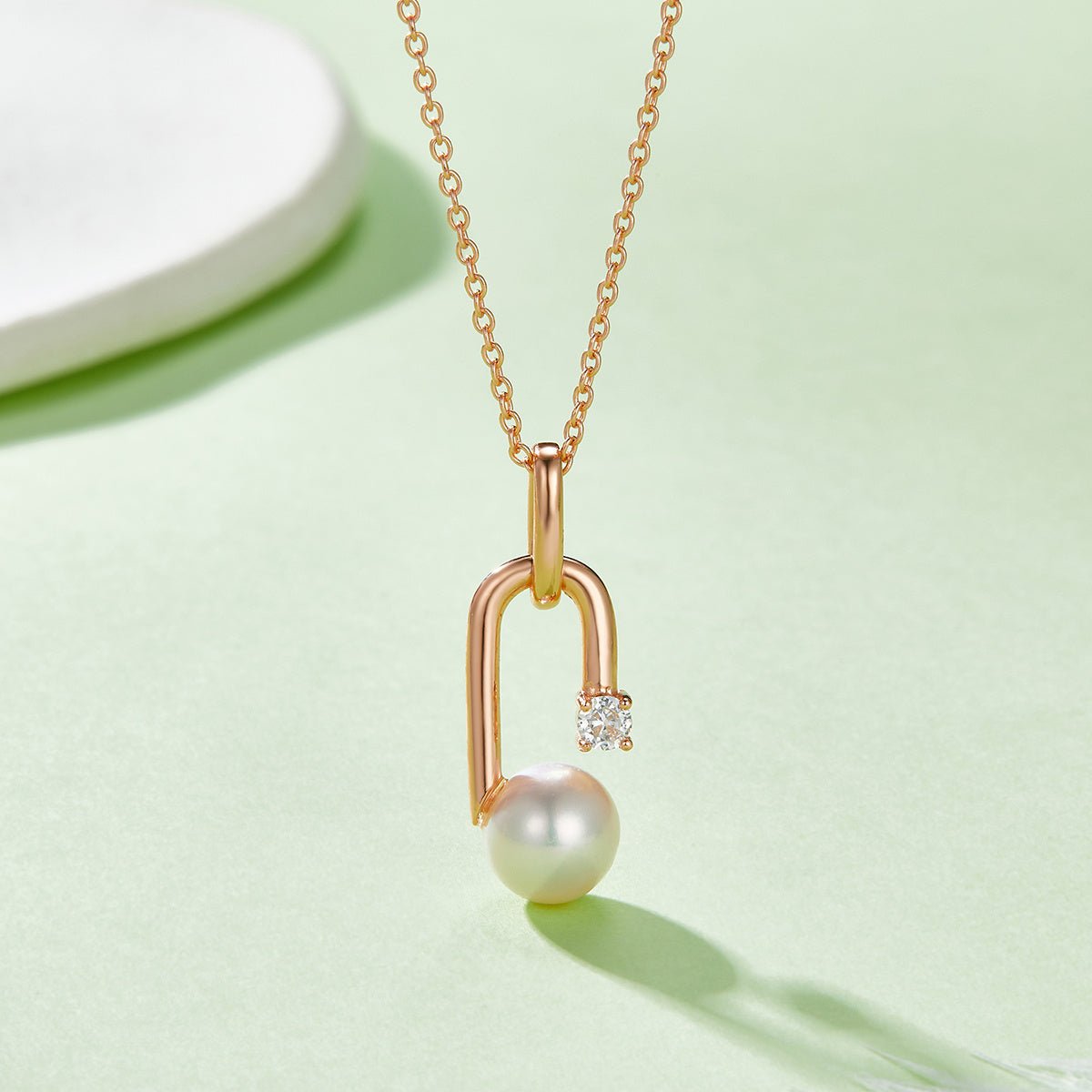 Collier en Argent Sterling S925 avec Perle d'Eau Douce Naturelle 45 cm Design Géométrique en U, 3 Couleurs, Boîte Cadeau, 3,6 g - IVOIRART.COM