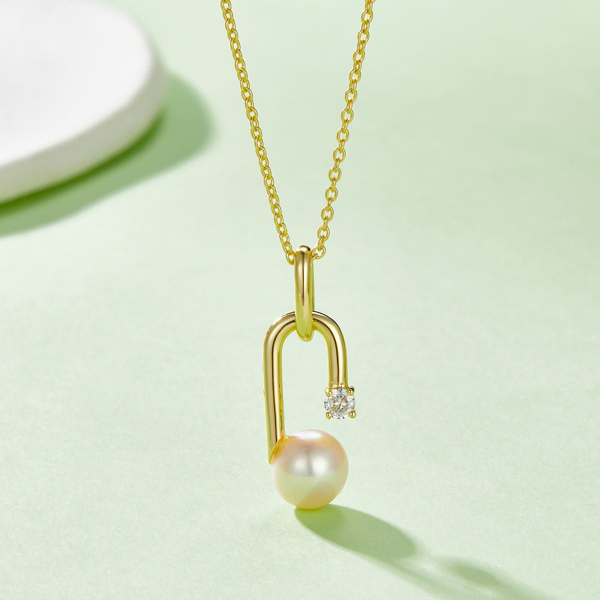 Collier en Argent Sterling S925 avec Perle d'Eau Douce Naturelle 45 cm Design Géométrique en U, 3 Couleurs, Boîte Cadeau, 3,6 g - IVOIRART.COM