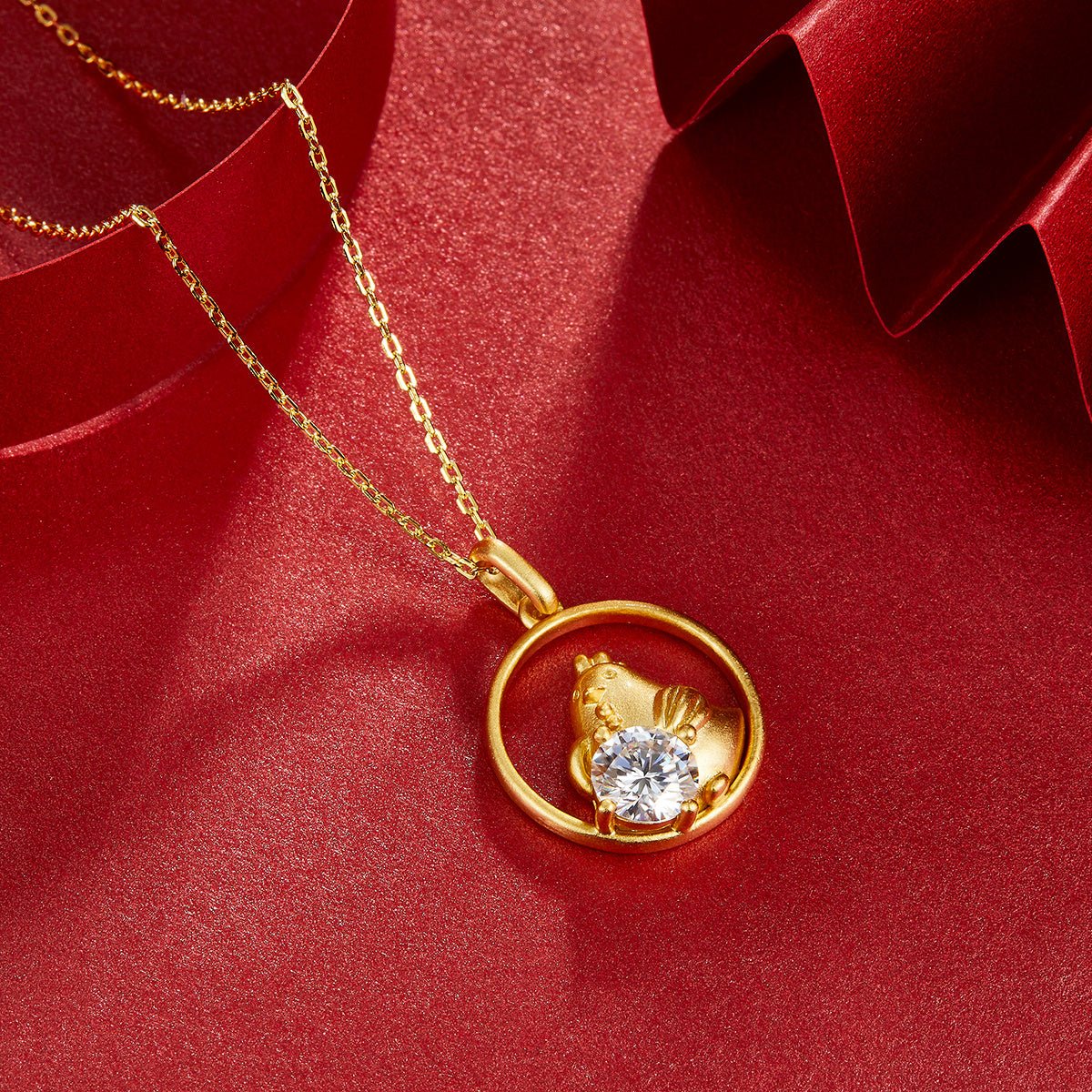 Collier en argent sterling S925 plaqué or avec moissanite 1ct D Couleur VVS1, signe astrologique Coq, poids 4,2 g, cadeau Benmingnian certifié GRA, boîte cadeau - IVOIRART.COM