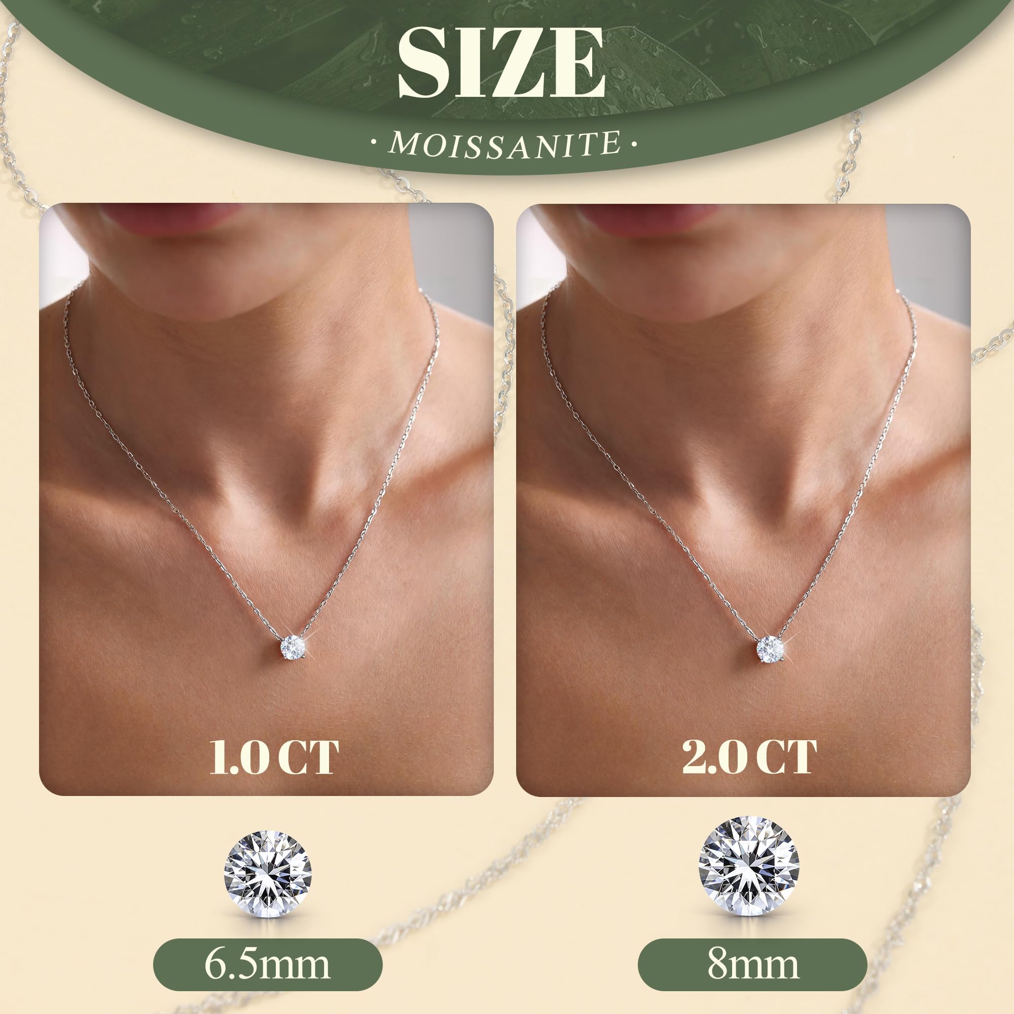 Collier en Moissanite en Argent Sterling 925 avec Couches pour Femmes, Plaqué Or Blanc 18K, Chaîne Empilable Hypoallergénique Fine avec Pendentif Ras-du-Cou D Couleur - IVOIRART.COM