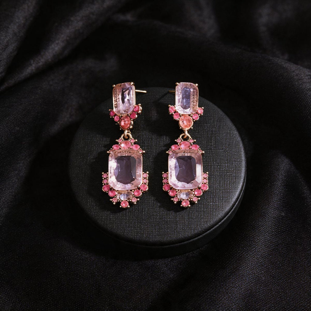 Collier et boucles d'oreilles CZ coloré style européen-américain, luxe léger Pro! - IVOIRART.COM
