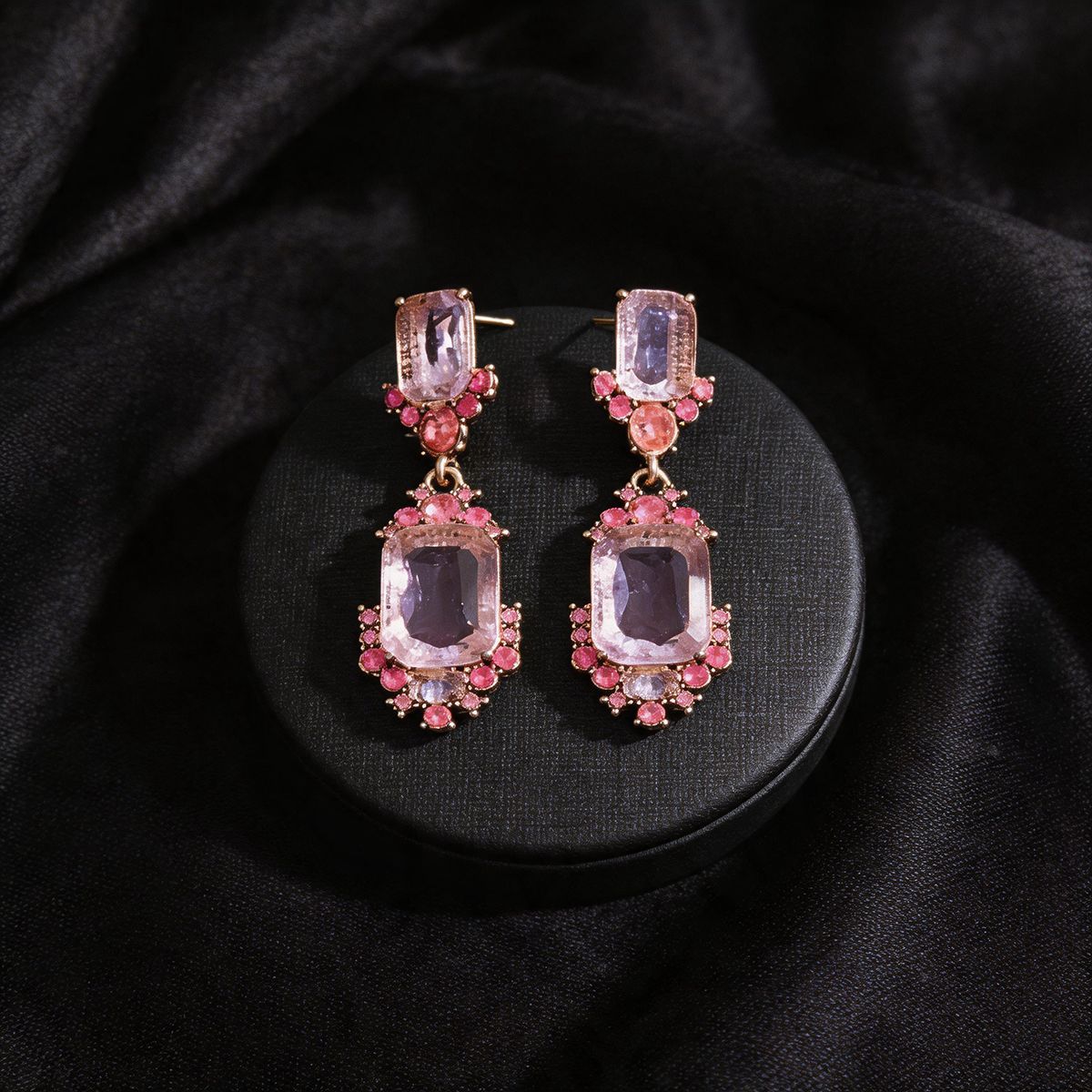 Collier et boucles d'oreilles CZ coloré style européen-américain, luxe léger Pro! - IVOIRART.COM