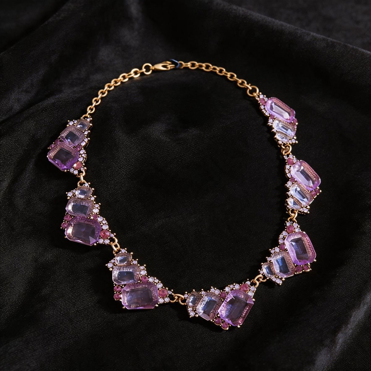 Collier et boucles d'oreilles CZ coloré style européen-américain, luxe léger Pro! - IVOIRART.COM