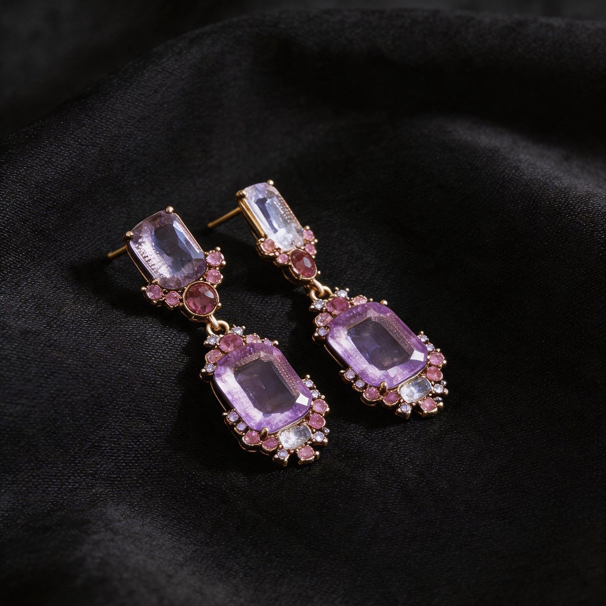 Collier et boucles d'oreilles CZ coloré style européen-américain, luxe léger Pro! - IVOIRART.COM