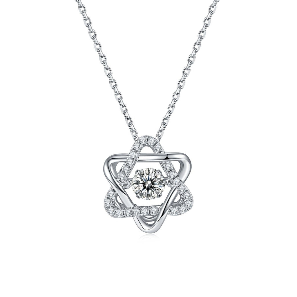 Collier Étoile d'Hexagramme en Argent Sterling S925 0,5 ct Moissanite D VVS1 - IVOIRART.COM