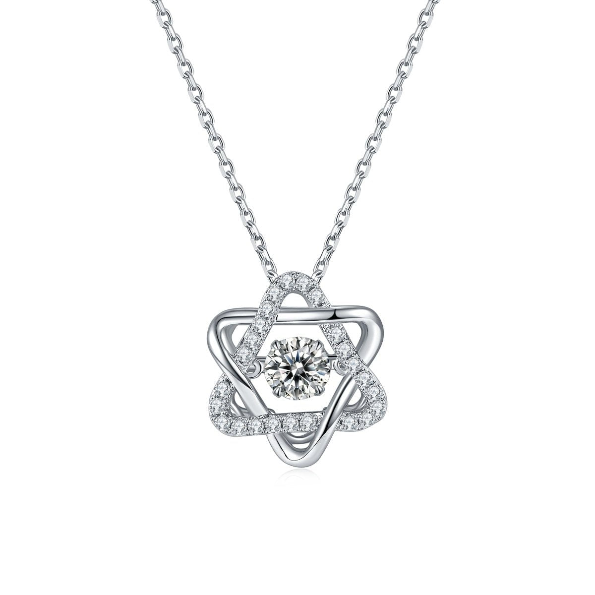 Collier Étoile d'Hexagramme en Argent Sterling S925 0,5 ct Moissanite D VVS1 - IVOIRART.COM