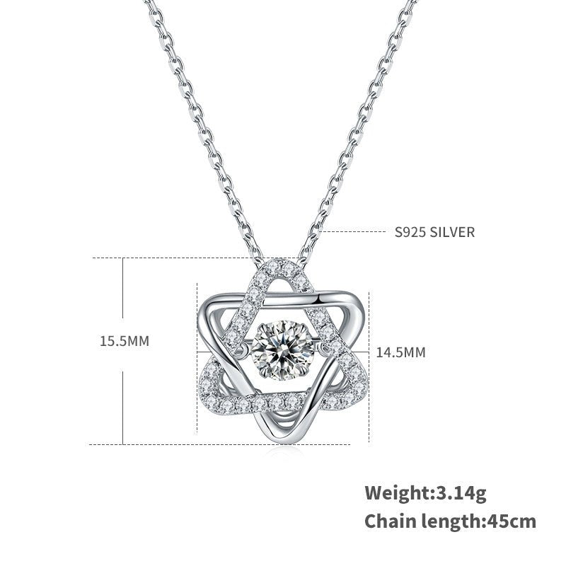 Collier Étoile d'Hexagramme en Argent Sterling S925 0,5 ct Moissanite D VVS1 - IVOIRART.COM