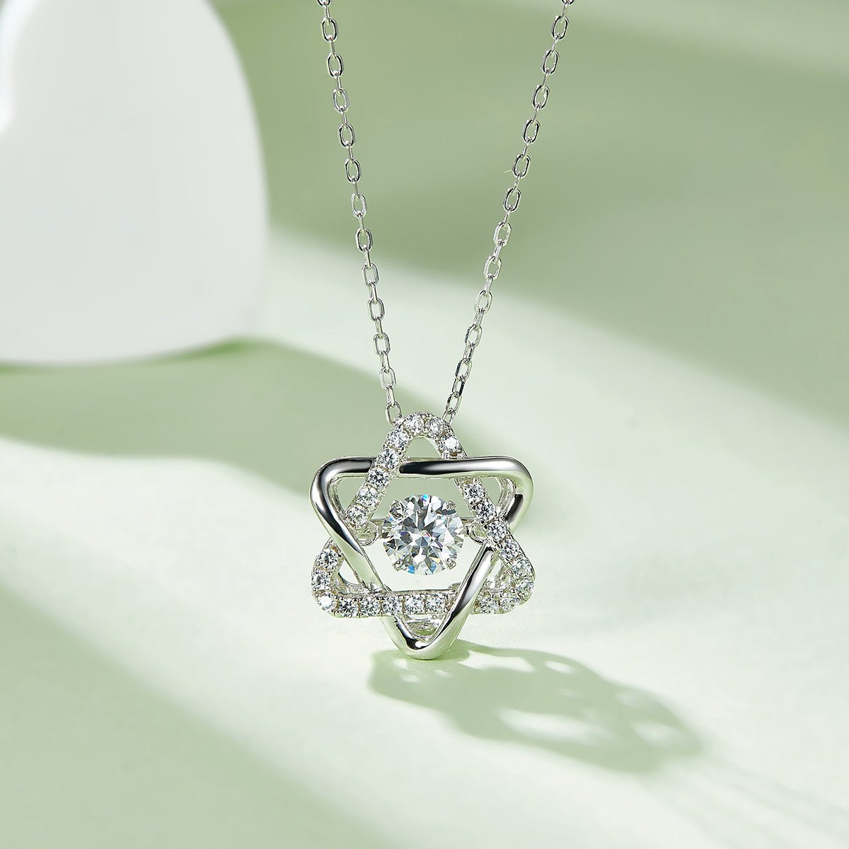 Collier Étoile d'Hexagramme en Argent Sterling S925 0,5 ct Moissanite D VVS1 - IVOIRART.COM