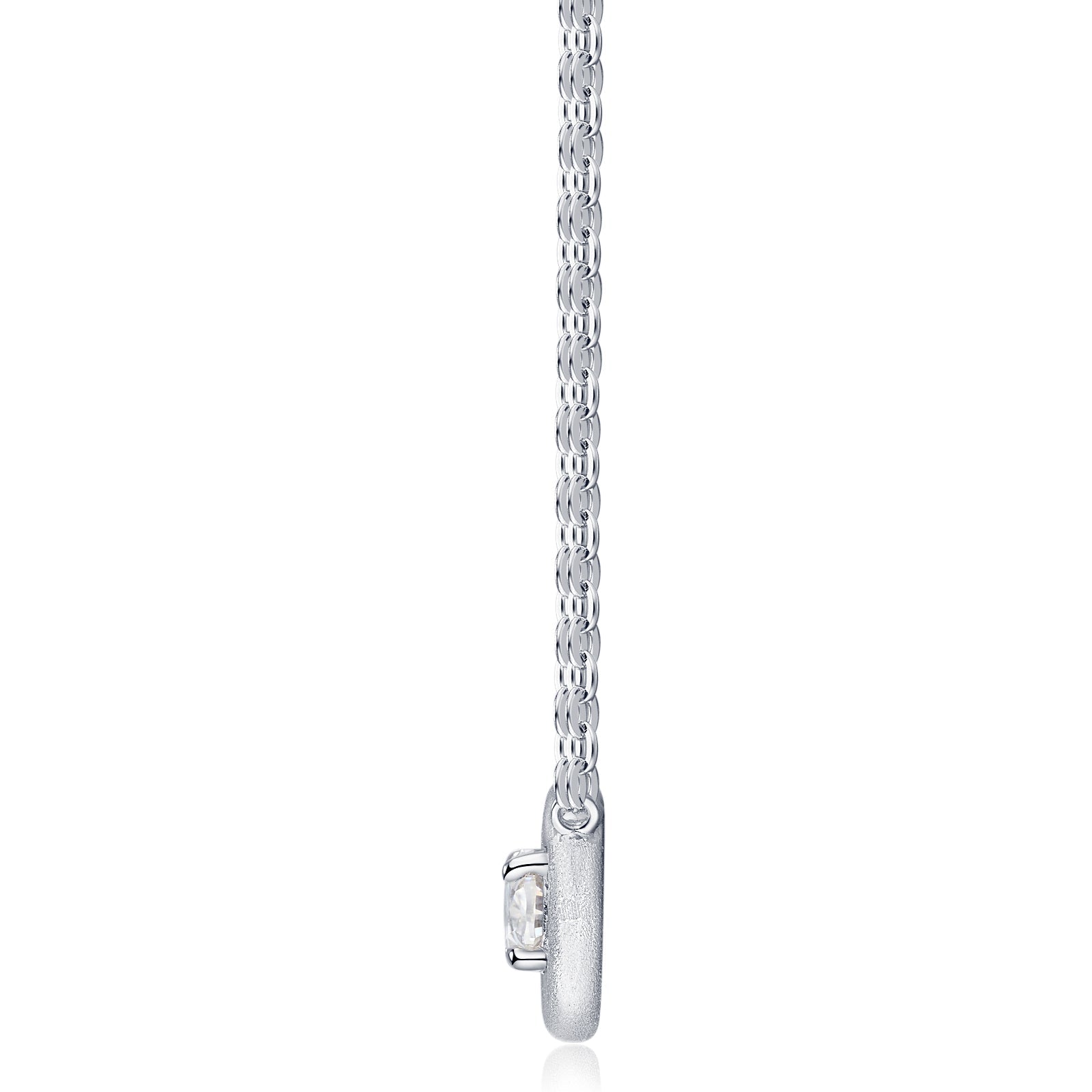 Collier Femme Argent S925 Moissanite Ovale D VVS1 Givré Platine 2,9g - IVOIRART.COM