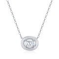 Collier Femme Argent S925 Moissanite Ovale D VVS1 Givré Platine 2,9g - IVOIRART.COM