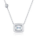 Collier Femme en Argent Sterling 925 avec Moissanite Taille Émeraude, Pendentif Carré Givré D Couleur Clarté VVS1, Plaqué Platine 2,9g, Coffret Cadeau Luxe - IVOIRART.COM