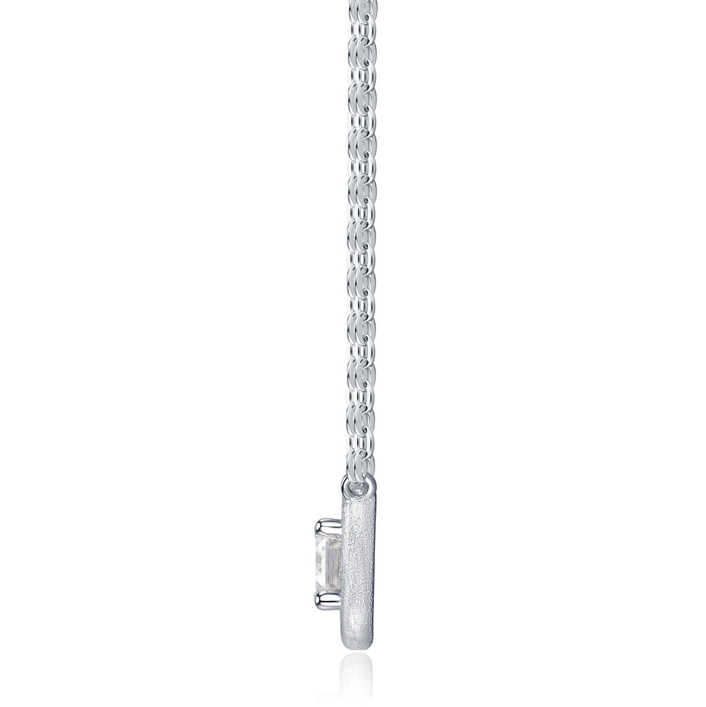 Collier Femme en Argent Sterling 925 avec Moissanite Taille Émeraude, Pendentif Carré Givré D Couleur Clarté VVS1, Plaqué Platine 2,9g, Coffret Cadeau Luxe - IVOIRART.COM
