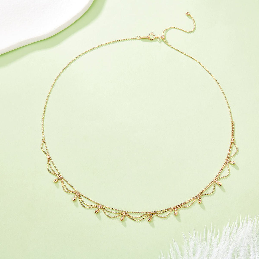Collier Femme Multi-Couches Perles Argent Sterling S925 45cm Ajustable 2,6g Léger - IVOIRART.COM