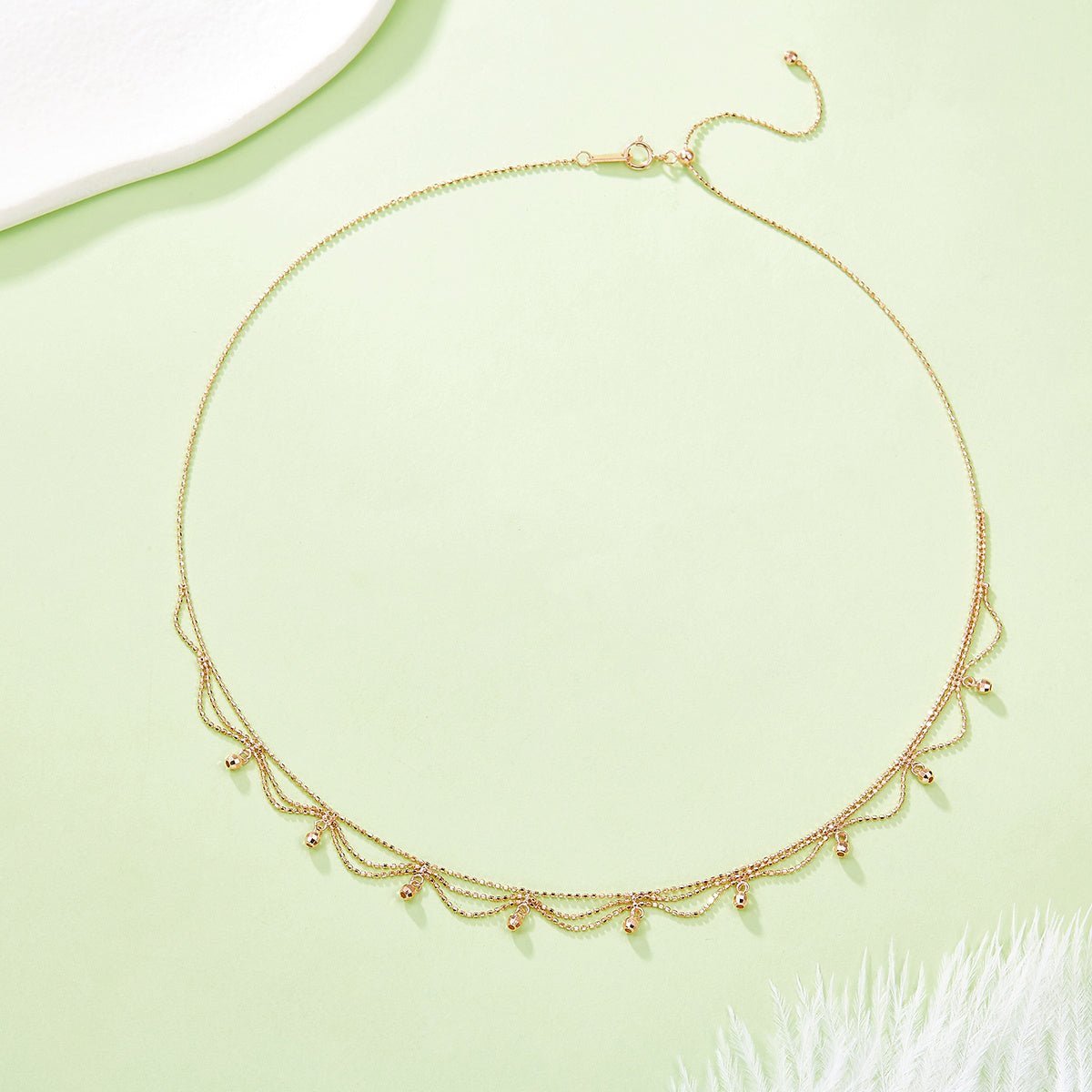 Collier Femme Multi-Couches Perles Argent Sterling S925 45cm Ajustable 2,6g Léger - IVOIRART.COM