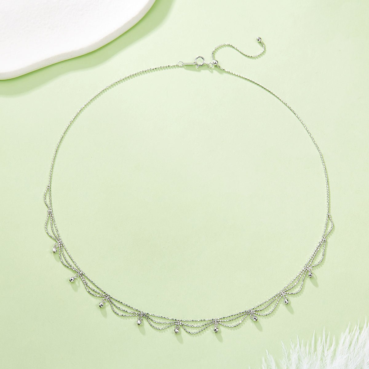 Collier Femme Multi-Couches Perles Argent Sterling S925 45cm Ajustable 2,6g Léger - IVOIRART.COM