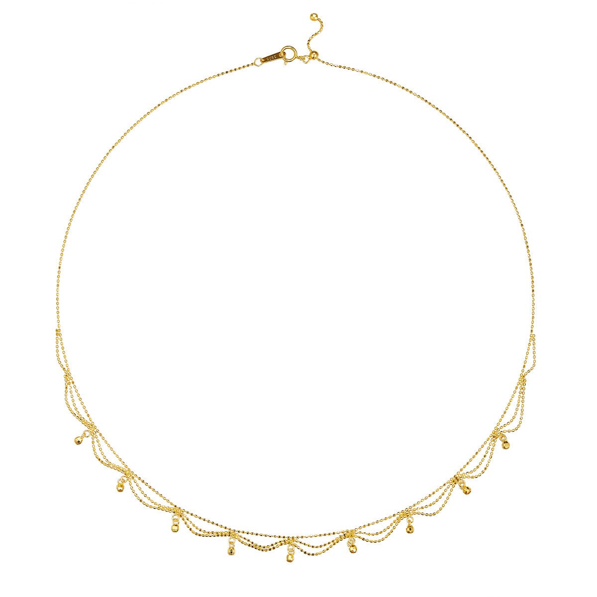 Collier Femme Multi-Couches Perles Argent Sterling S925 45cm Ajustable 2,6g Léger - IVOIRART.COM