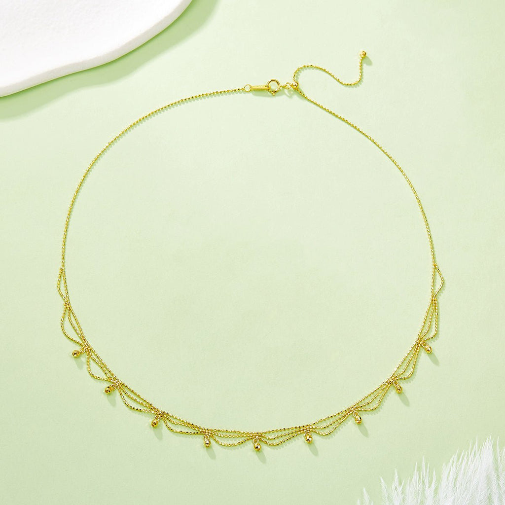 Collier Femme Multi-Couches Perles Argent Sterling S925 45cm Ajustable 2,6g Léger - IVOIRART.COM