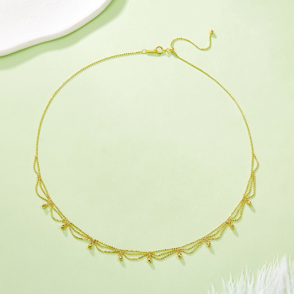 Collier Femme Multi-Couches Perles Argent Sterling S925 45cm Ajustable 2,6g Léger - IVOIRART.COM