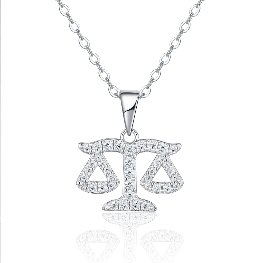 Collier Femme S925 Argent Sterling Signe Astrologique Balance Moissanite D VVS1 - IVOIRART.COM