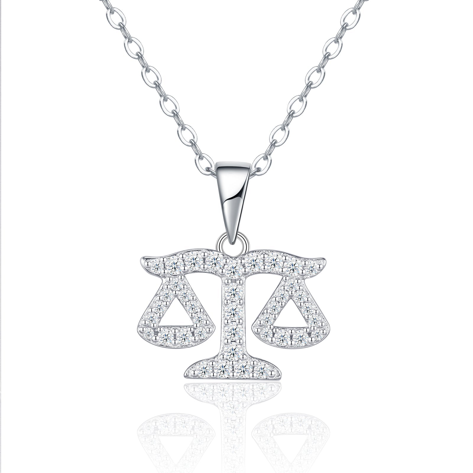 Collier Femme S925 Argent Sterling Signe Astrologique Balance Moissanite D VVS1 - IVOIRART.COM