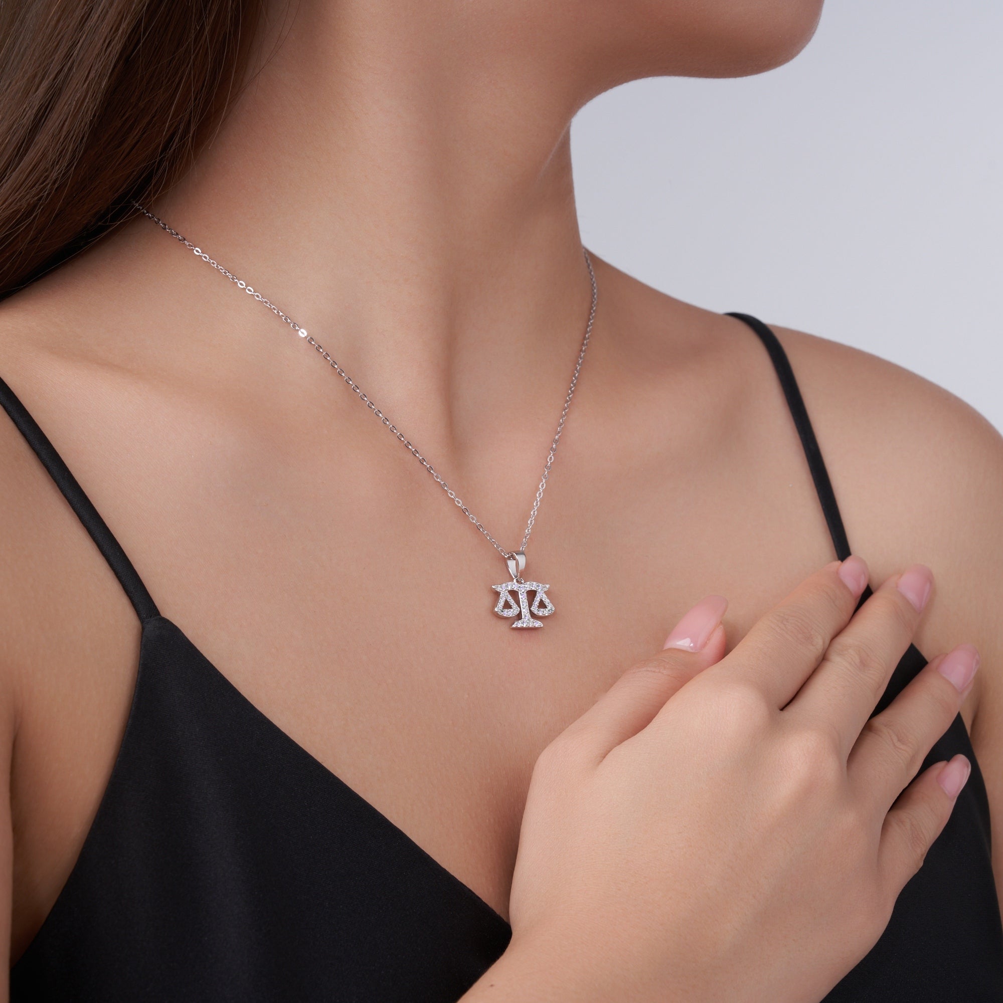 Collier Femme S925 Argent Sterling Signe Astrologique Balance Moissanite D VVS1 - IVOIRART.COM