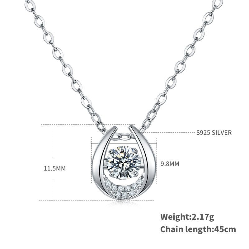 Collier fer à cheval en argent sterling S925 0,5ct moissanite D VVS1, chaîne 45cm, plaqué platine, certificat GRA, boîte cadeau - IVOIRART.COM