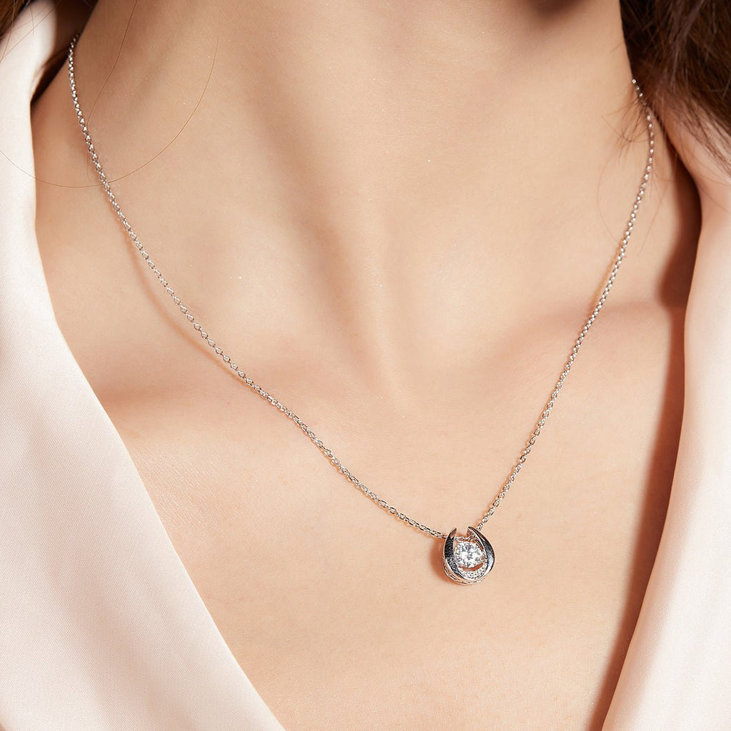 Collier fer à cheval en argent sterling S925 0,5ct moissanite D VVS1, chaîne 45cm, plaqué platine, certificat GRA, boîte cadeau - IVOIRART.COM