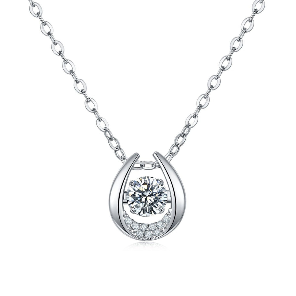 Collier fer à cheval en argent sterling S925 0,5ct moissanite D VVS1, chaîne 45cm, plaqué platine, certificat GRA, boîte cadeau - IVOIRART.COM